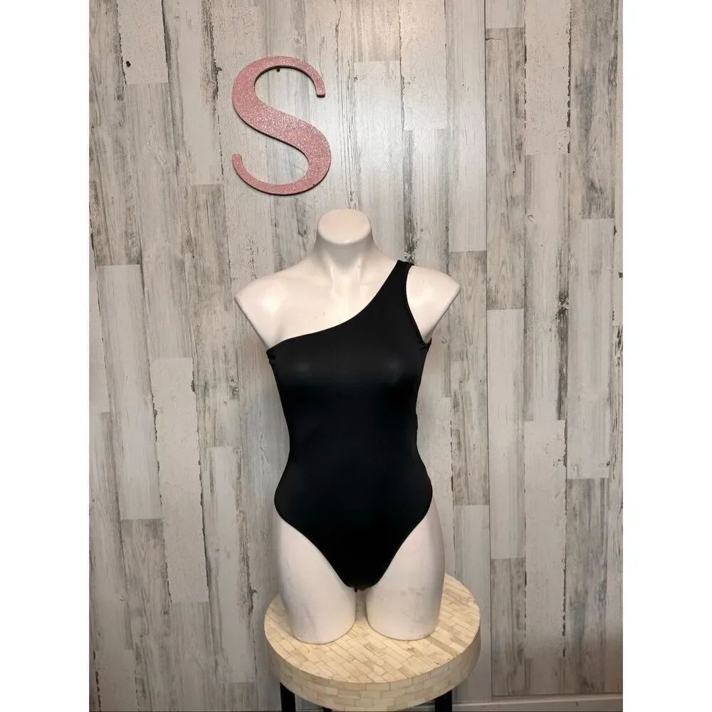 Black One-Shoulder Bodysuit Women’s Size S